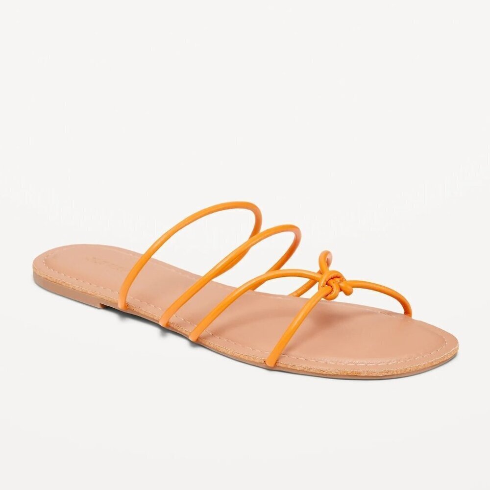 NWT Old Navy Orange Faux-Leather Strappy Knotted Sandals 8